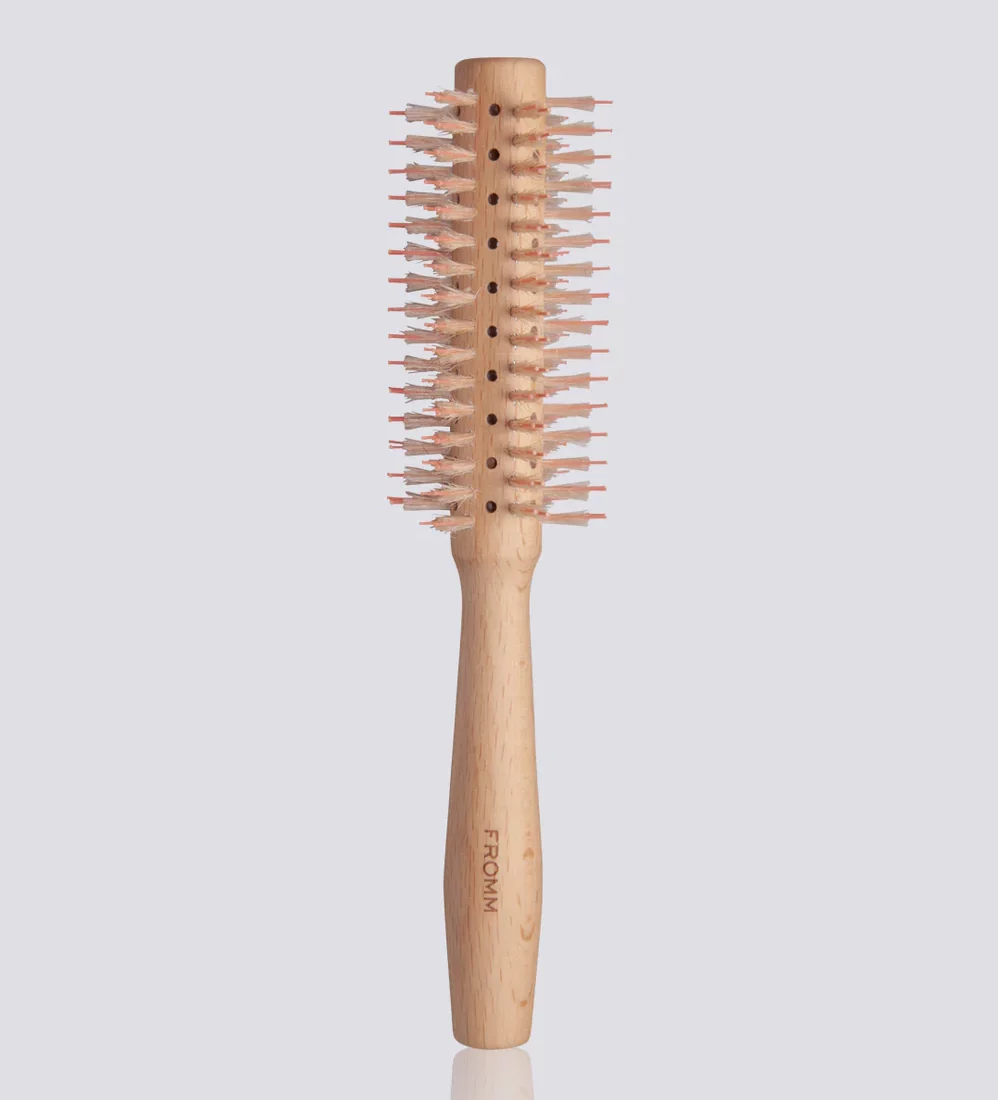 1-fromm-pro-F2072-mission-sleek-reflection_1000x1500-e1734700097447.webp FROMM Mission Sleek Round Wood Hair Brush 19 mm - Image 1