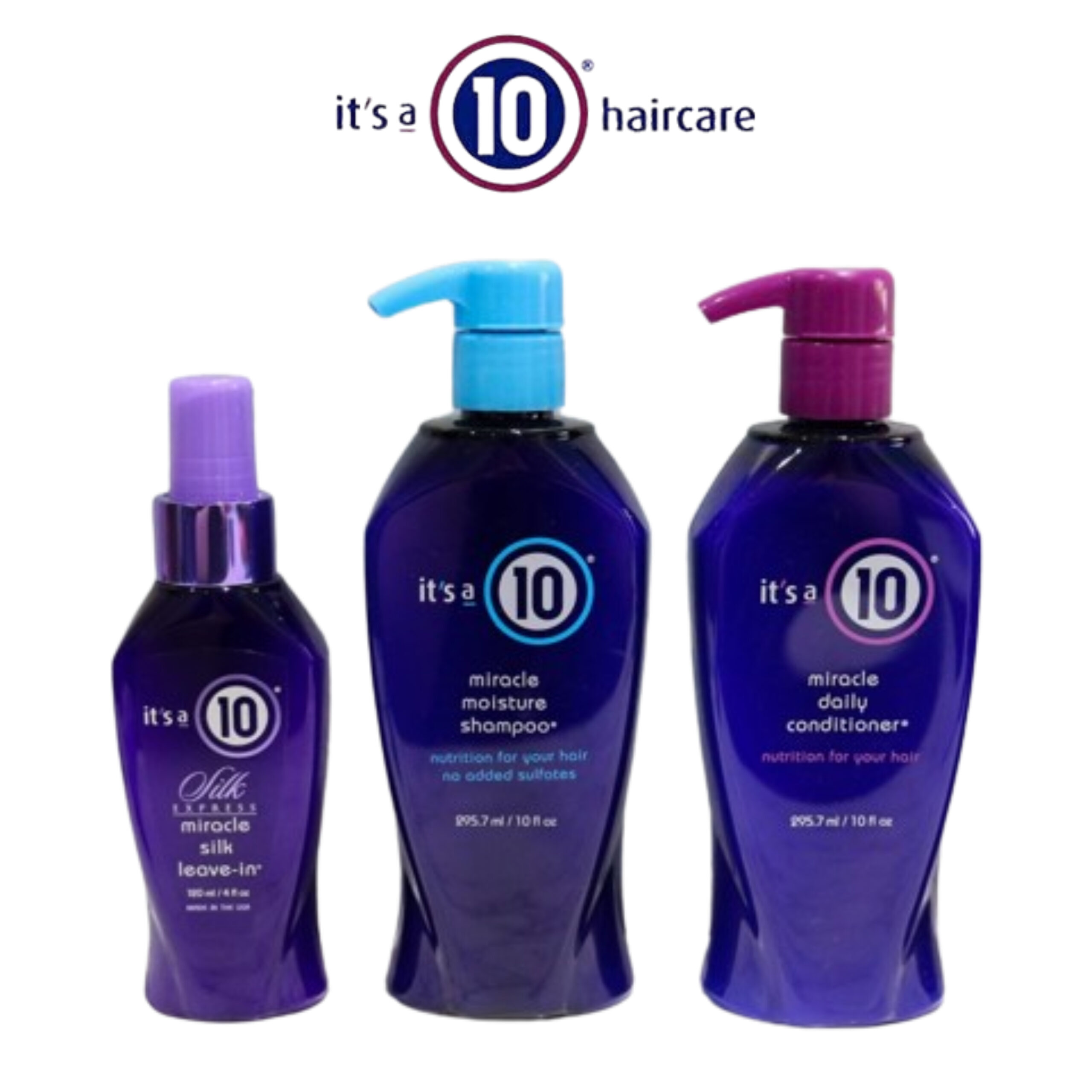 BeFunky-collage-68-scaled-1.jpg IT'S A 10 TRIO СЕТ MIRACLE MOISTURE SHAMPOO 300 ML + MIRACLE DAILY CONDITIONER 300 ML +MIRACLE SILK EXPRESS LEAVE-IN PRODUCT 120 ML - Image 1