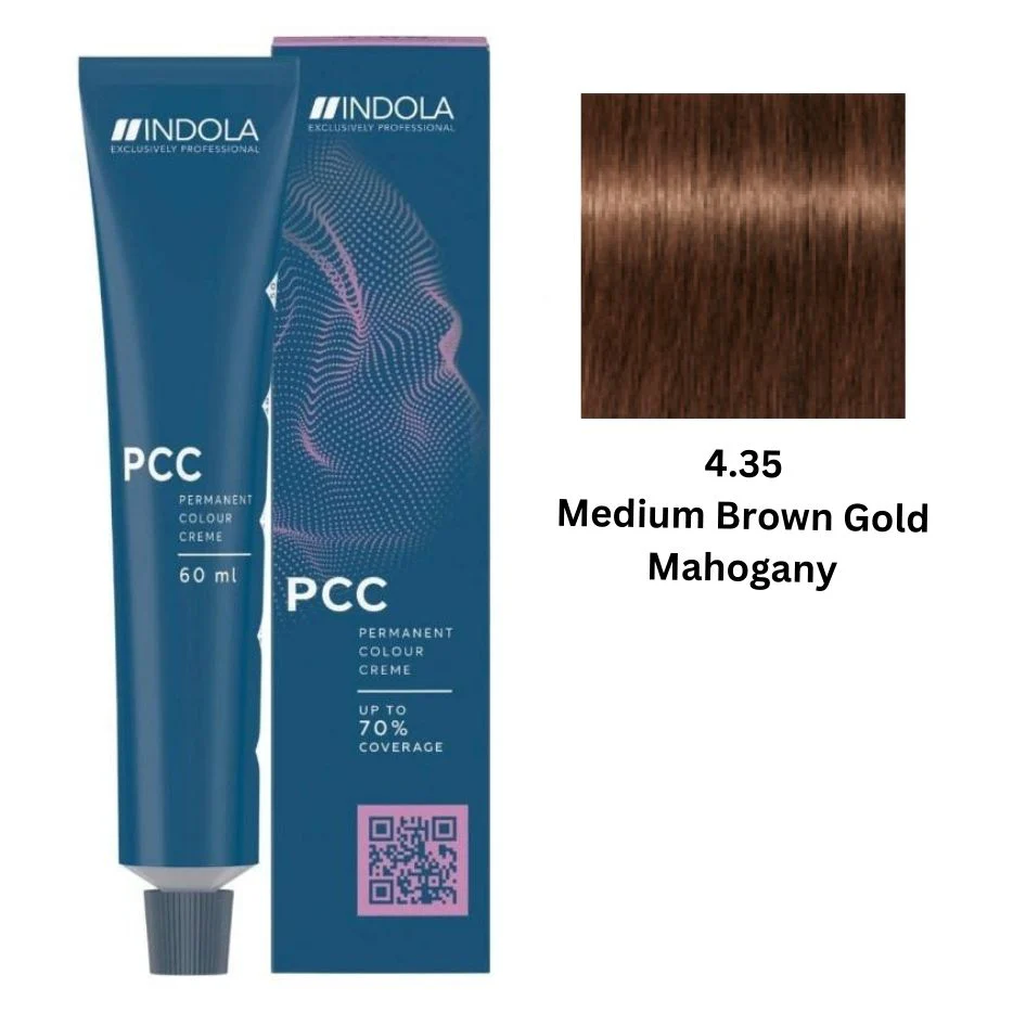 IND4.35.webp INDOLA PCC PERMANENT COLOR 4.35 - MEDIUM BROWN GOLD MAHOGANY 60 ML - Image 1