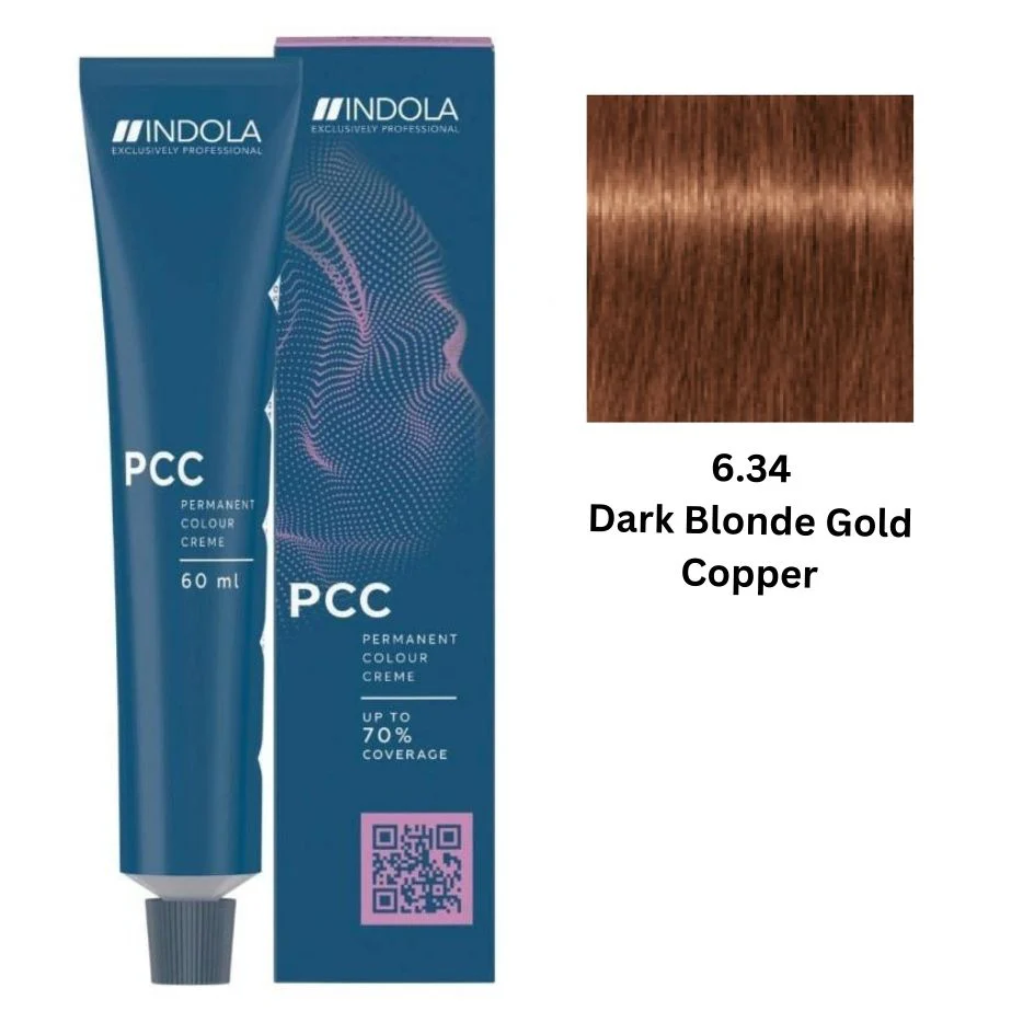 IND6.34.webp INDOLA PCC PERMANENT COLOR 6.34 - DARK BLONDE GOLD COPPER 60 ML - Image 1