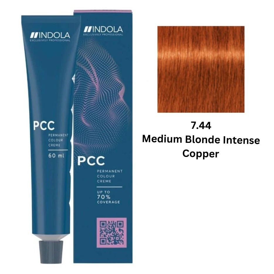 IND7.44.webp INDOLA PCC PERMANENT COLOR 7.44 - MEDIUM BLONDE INTENSE COPPER 60 ML - Image 1