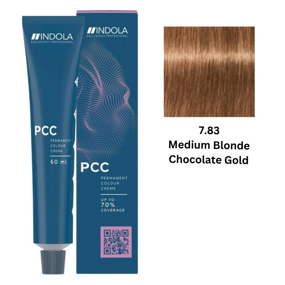 IND7.83.webp INDOLA PCC PERMANENT COLOR 7.83 - MEDIUM BLONDE CHOCOLATE GOLD 60 ML - Image 1