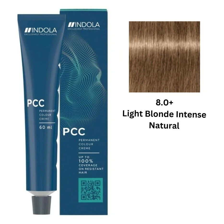 IND8.0_93df1866-94c0-40b6-8280-4cdb45d670e5.webp INDOLA PCC PERMANENT COLOR 8.0+ - LIGHT BLONDE INTENSE NATURAL 60 ML - Image 1