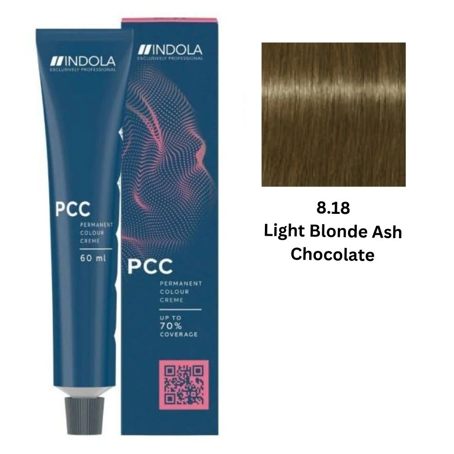 IND8.18.webp INDOLA PCC PERMANENT COLOR 8.18 - LIGHT BLONDE ASH CHOCOLATE 60 ML - Image 1