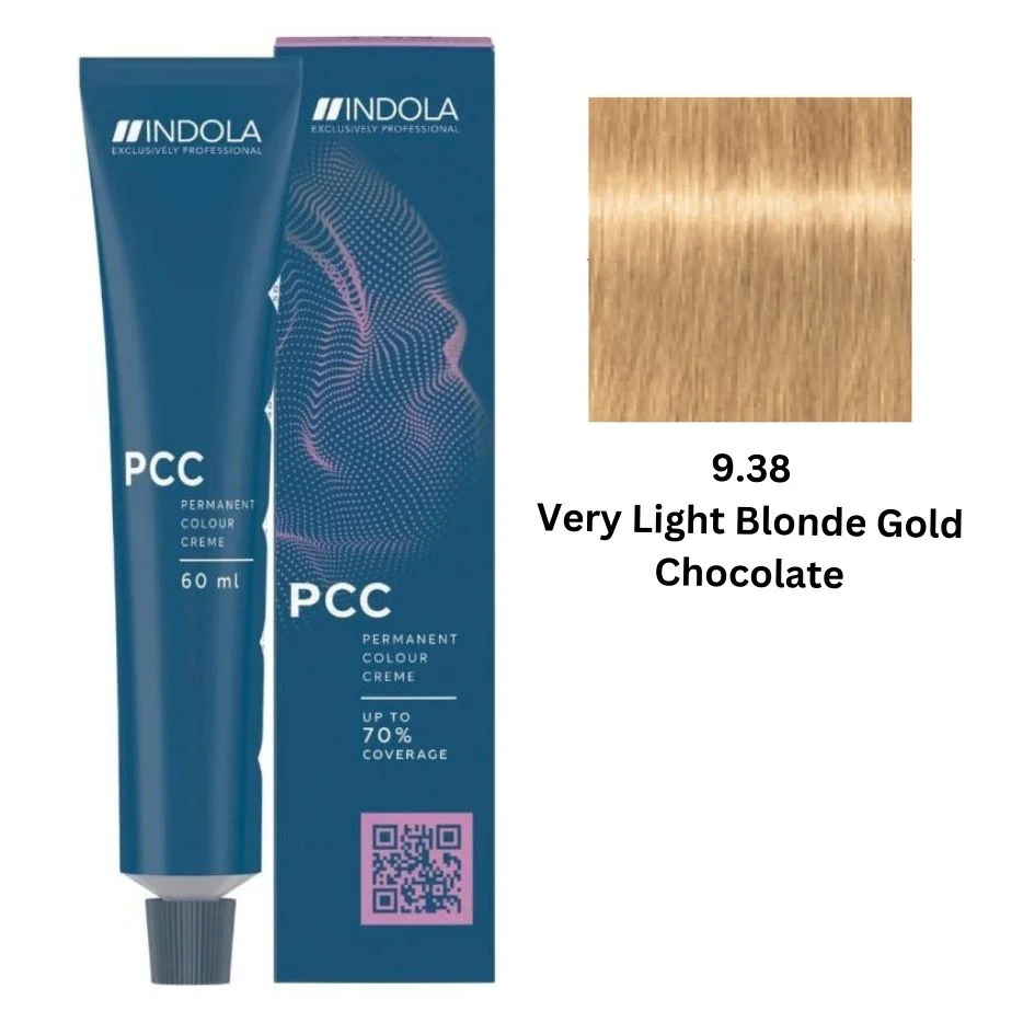 IND9.38.webp INDOLA PCC PERMANENT COLOR 9.38 - VERY LIGHT BLONDE GOLD CHOCOLATE 60 ML - Image 1