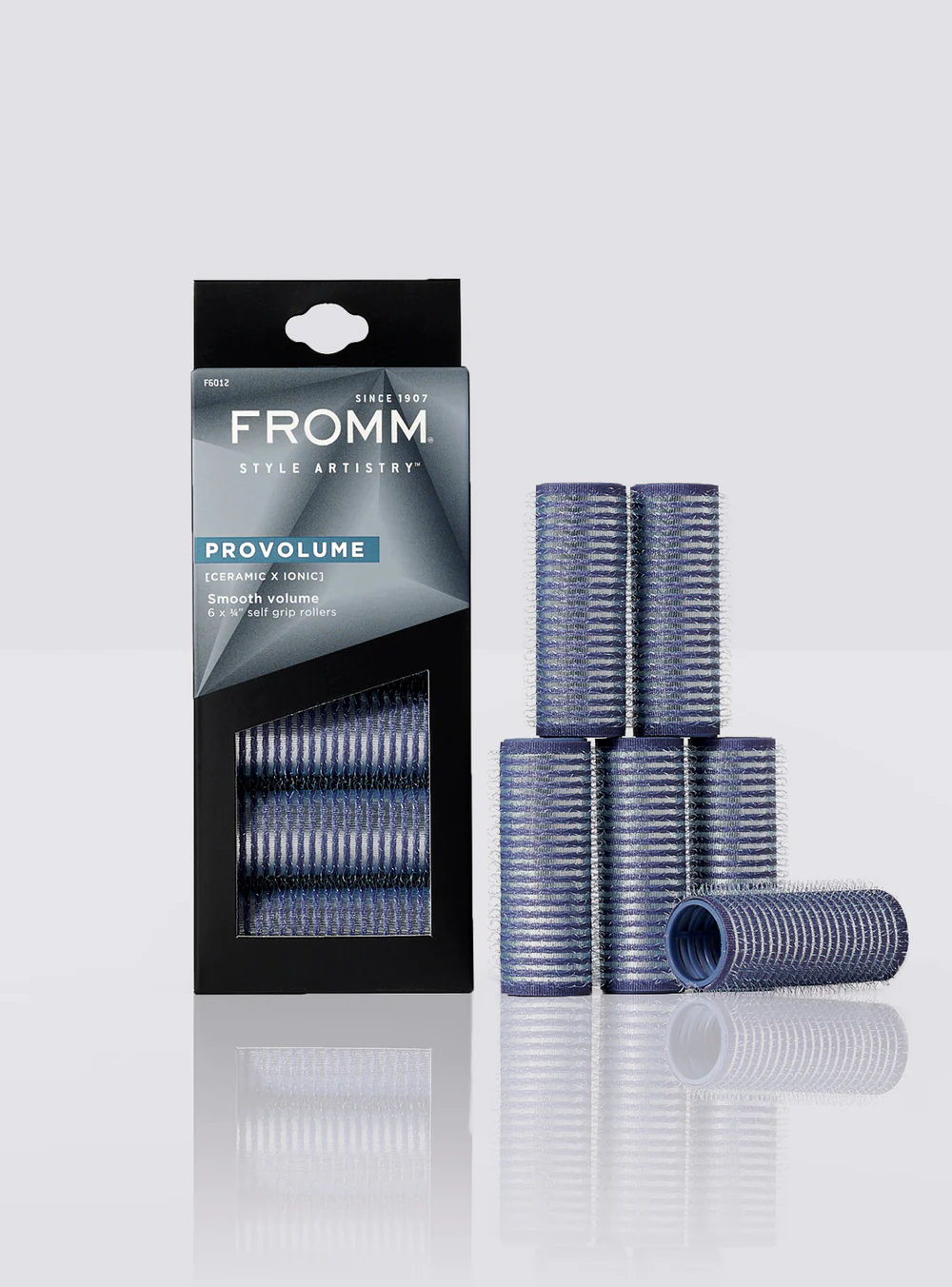 fromm-pro-F6012-volume-rollers-reflection_1000x1500.webp FROMM PRO PRO VOLUME CERAMIC HAIR ROLLERS PACK 6 X 19mm - Image 1