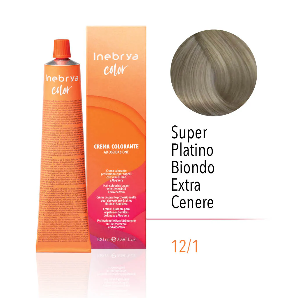 inebrya-12.1.webp INEBRYA COLOR 12/1 - SUPERLIGHT PLATINUM BLONDE EXTRA ASH 100 ML - Image 1
