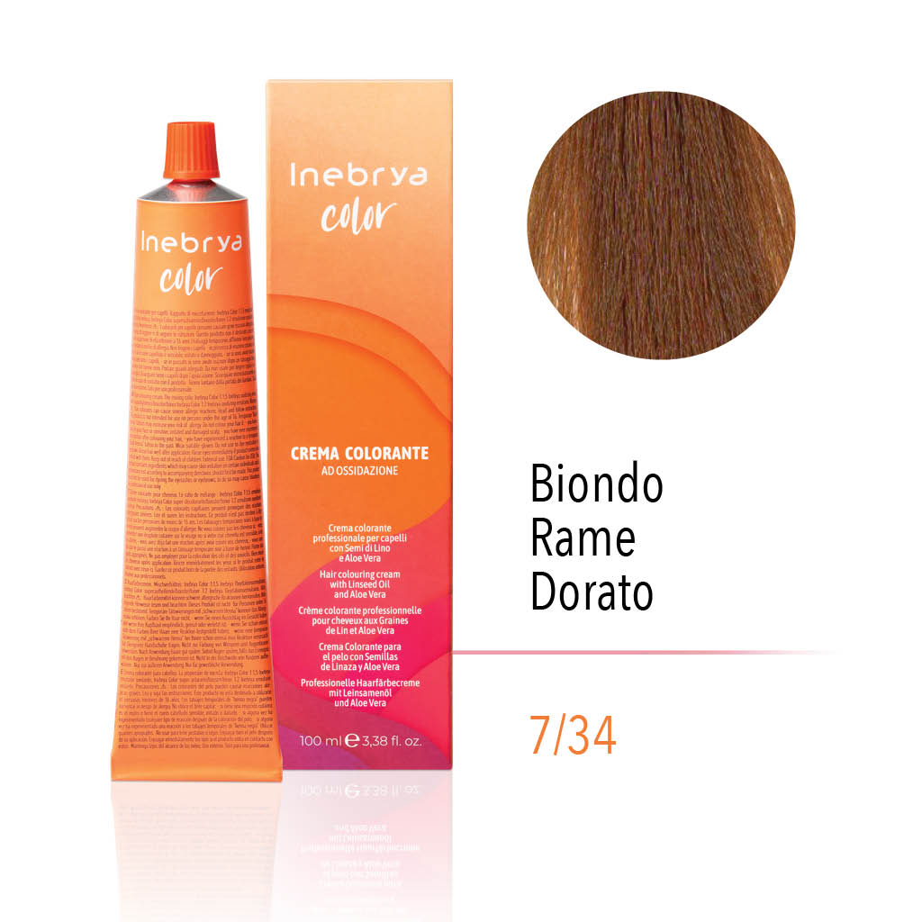 inebrya-7.34.jpg INEBRYA COLOR 7/34 - BLONDE GOLDEN COPPER 100 ML - Image 1